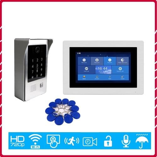 Free Shipping 720P WIFI IP 7" Touch Screen Video Intercom Door Phone Recording Kit Phone Remote Monitor Code Keypad RFID Camera
