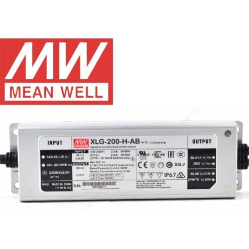 Mean Well XLG-200-H-AB IP67 Metal Case 3 in 1 dimming lighting meanwell 27-56V/3500-5550mA/200W Constant Power Mode LED Driver
