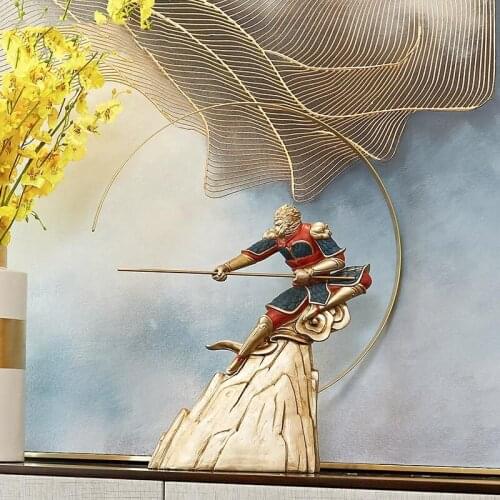 Chinese Resin Qitian Big Holy Battle Holy Buddha Ornaments Livingroom Home Porch Furnishings Crafts Office Figurines Decoration