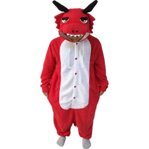 Adult Red Dragon Onesie Cosplay Costume Pajamas Sleepwear For Women Men