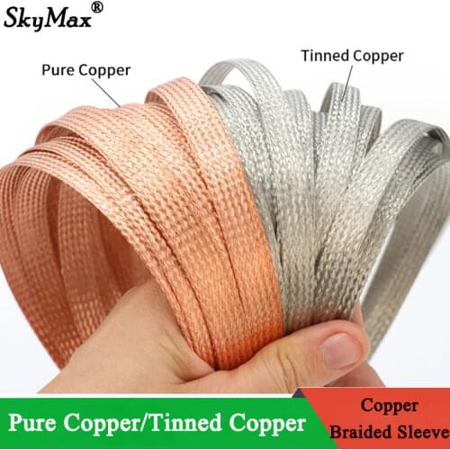 Tinned Copper Braided Sleeve Width 2 4 6 8 10 12 16 20 25 28mm Audio Line Signal Shield Anti Interference Metal Cable Sheath