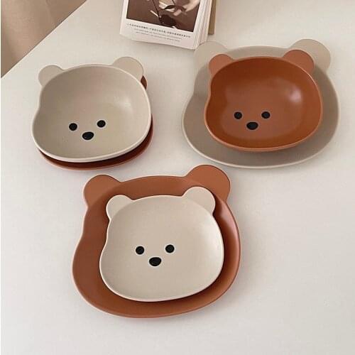Cute Cartoon Ceramic Bowl Korean Style Bear Head Bowl Rice Bowl Salad Bowl Breakfast Plate Children Tableware