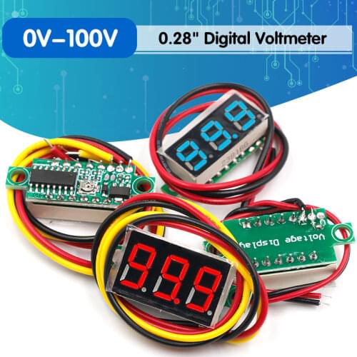 0.28 inch DC 12V 24V Mini LED Digital Voltmeter Voltage Meter Panel Volt Tester Detector Monitor 2 Wire Red Green Blue Yellow