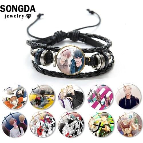 SONGDA Anime Blue Exorcist Cosplay Art Pattern Man Women Leather Bracelet Charm Multi-Layer Weaving Adjustable Couple Bracelets