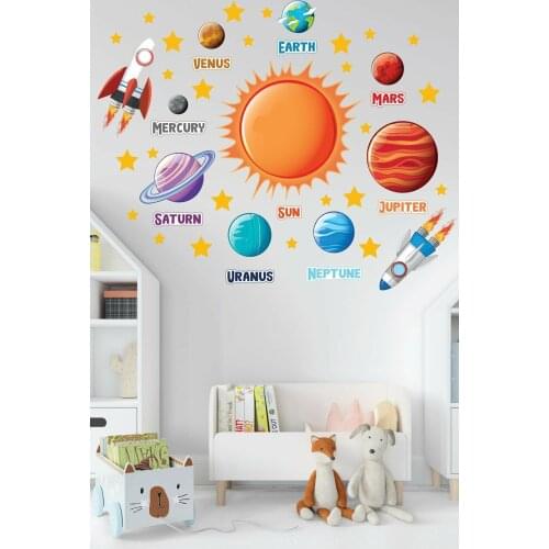 Wall Stickers For Kids Room Colorful Space Themed Decorative Tutorial Wall And Glass Ornaments In Different Sizes