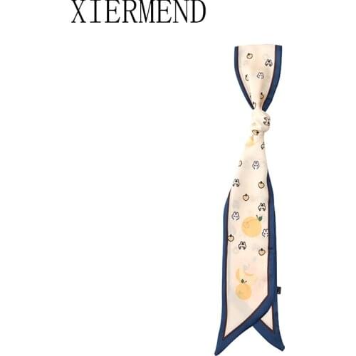 2021 New Summer 140*9 Fruit Long Scarf Silk Scarf Female Wrist Tie Hair Ribbon Long Bag Belt Hair Bel Tfor Women