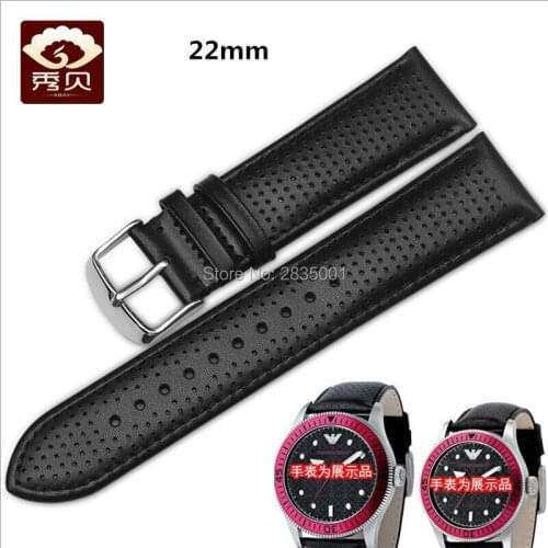 New Durable Genuine Leather Watchband 22mm Black/Grey/Brown Breathable Strap for BRANDS WATCHES Carbon Fibers For MEN&WOMEN Sale