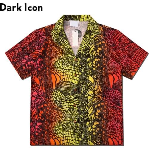 Dark Icon Gradient Snake Polo Shirt Men Summer Turn-down Collar Streetwear Mens Shirt Man Clothes
