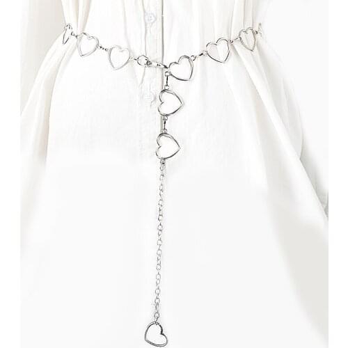 Women Belt Gold Silver Love Waist Chain Decorative Dress Fashion Versatile Shirt Skirt Casual Pants Accessories