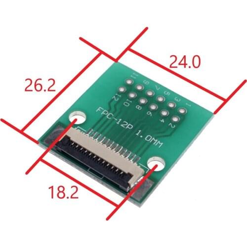 2Pcs DIY FPC/FFC 12 PIN 1.00 mm pitch Connector SMT Adapter to 2.54 mm Space 1.00 inch pitch through hole DIP PCB adapter solder