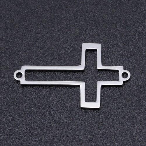 5pcs/lot 100% Stainless Steel Hollow Cross Connectors Charms Wholesale Jewelry Making Charms