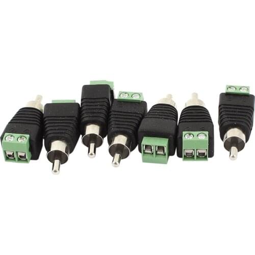 7 x CCTV UTP Audio AV RCA Male, Video Connector Terminal Screw, Green, Black