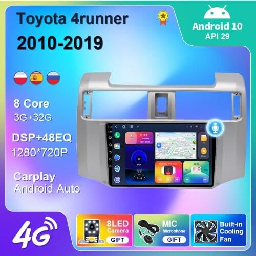 Android 10 For Toyota 4Runner 2011-2019 Car Radio 4G Android Multimedia Android Auto BT Carplay GPS Navigation 2 Din DVD Player