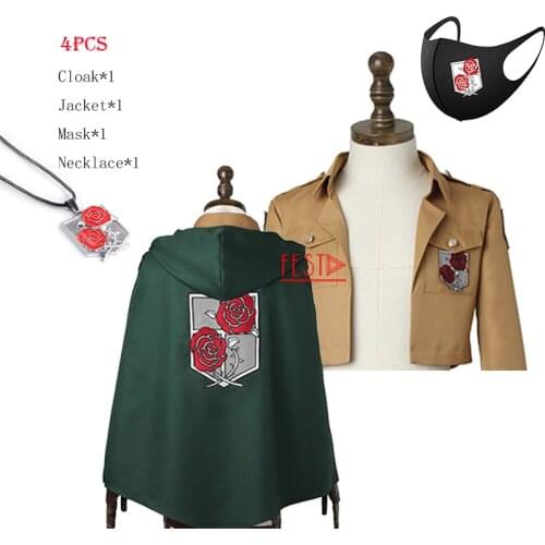 Anime Attack on Titan Cosplay Costumes Hanji Zoe Sasha Shingeki No Kyojin Green Hooded Cape Stationed Corps Rose Jacket Cloth