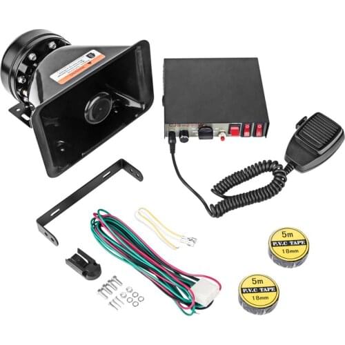 YHAAVALE Car Horn Loudspeaker 12V Police Siren 200W 9 Tones PA Warning System With Handheld Microphone & Loud Speaker CJB100P