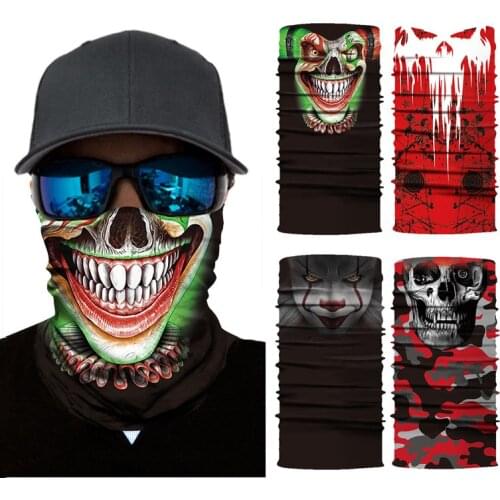 3D Cycling Seamless Bandanas Skull Headscarf Motorcycle Face Mask Neck Shield Gaiter Facemask Buffs Multifunction Scarf