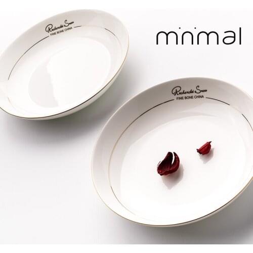 Large White Ceramic Plate Round Soup Plate Deep Dish Tray Creative Household Tableware Breakfast Plate China Plates