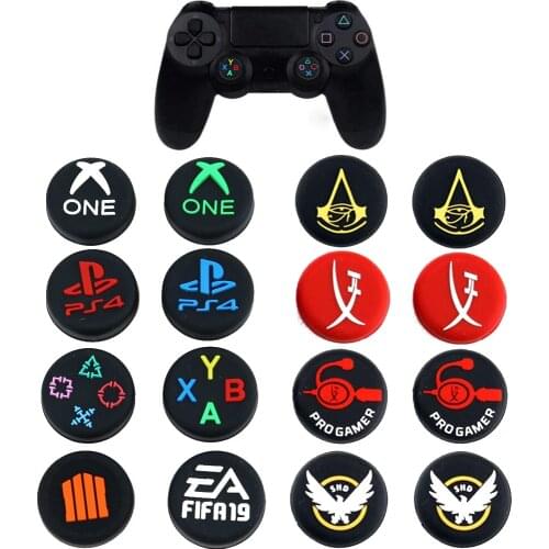 2pc Thumb Stick Grip Cap ABXY PS Home Logo Joystick Cover Case For Sony Dualshock 3/4 PS3 PS4 Xbox One 360 Switch Pro Controller