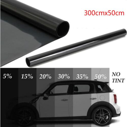 300cmx50cm Black Car Window Foils Black Auto Car Home Window Glass Building Tinting Film Roll Side Window Solar UV Protection