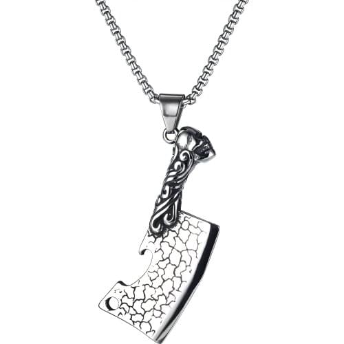 Cyue European Fashion Punk Kitchen Knife Charm Pendant Stainless Steel Necklace Chain For Girl Boy Unisex Jewelry