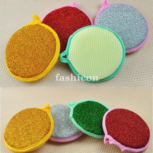 Double Sided Kitchen Cleaning Dish Washing Scouring Pad Sponge Scrubber Wash Bowl Cloth Christmas New Year