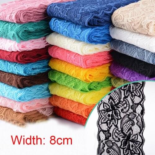 8cm Elastic Lace Ribbon DIY Lace Trim Fabric Embroidered White Lace Trimmings for Crafts Sewing Material Garment Accessories