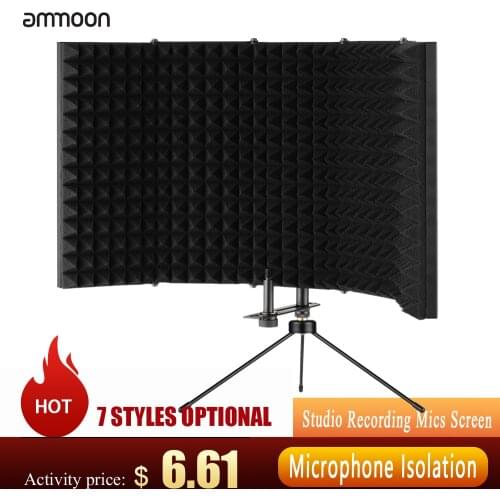 Studio Recording Microphone Screen Microphone Isolation Shield Compact Tabletop Isolation Shield with Microphone Tripod Stand