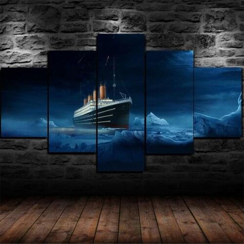 Abstract Titanic Ice Burg Ship Poster 5 Panel Canvas Picture Print Wall Art Canvas Painting Wall Decor for Living Room No Framed