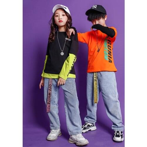 Children Hip Hop Festival outfits Sweatshirt Casual Pants Clothing For Girl Boys Jazz Dance Costume Wear Kids rave clothes