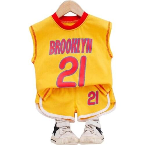 Summer Baby Boys Girls Fashion Costume Children Letter Vest Shorts 2Pcs/sets Kids Print Infant Toddler O-Neck Cotton Sport Suits