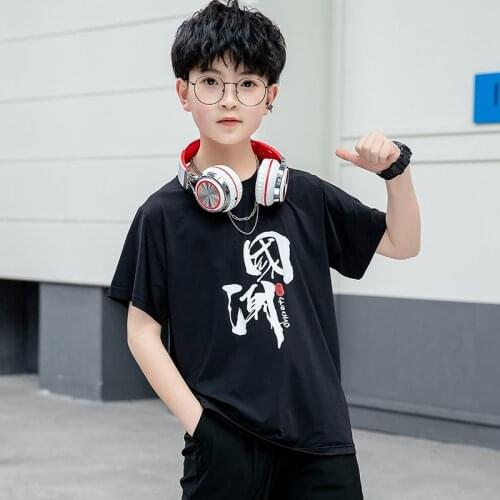 Boys Girls Summer Ice Silk Cotton T Shirt Kids Teen Oversize Street Wear Children Comfortable Outdoor Breathable Sport Clothing