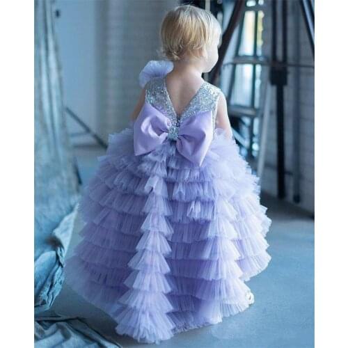 Cute Baby Girls Dress Little Princess Children Party Clothing Kids Dresses for Girl Birthday Wear with Bow