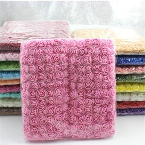 Mini Foam Rose Artificial Flower Bouquet for Wedding Festival Home Decoration DIY Scrapbooking Fake Rose Flower