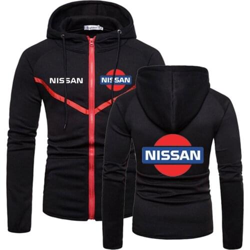2021New NISSAN Zipper Brand Hoodies Men Fitness Sweatshirts Solid Color England Muscle Sportswear