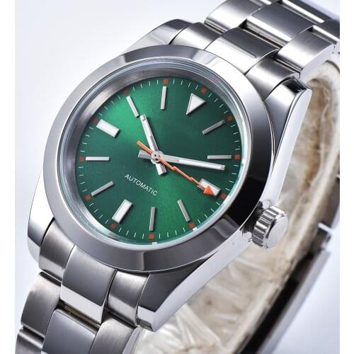 New automatic Watch sapphire glass free shipping fashion green dial Luminous hands 39mm 316L Steel Case and bracelet R3049