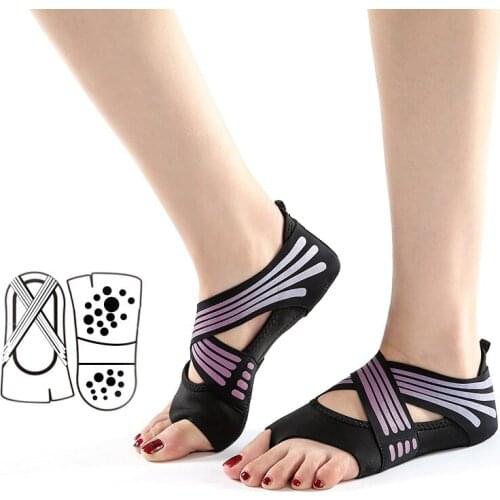Yoga Shoes Womens Soft Bottom Non-slip Pilates Yoga Shoes Five-finger Training Dance Shoes and Socks Halter