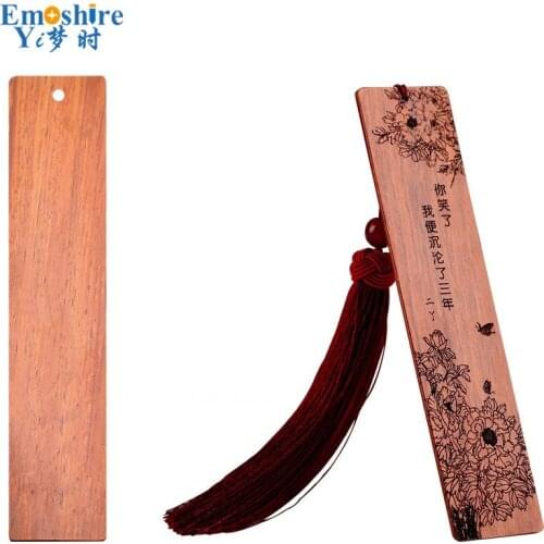 Personality Red Woody Chinese Style Creative Gift Complex Classical Art Tassel Bookmarks DIY Custom LOGO Lettering M022