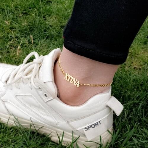 Gold Filled Figaro Chain Anklets Custom Names Anklet Bracelet For Women Men Personalized Jewelry Pulsera De Pie Acero Inoxidable