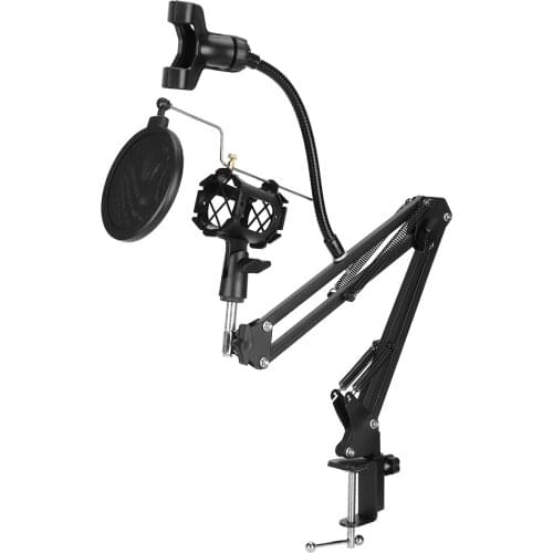 Professional Adjustable Microphone Stand Desktop Mic Clip Mic Pop Filter Folding flexible gooseneck Mic Shock Mount Arm Bracke