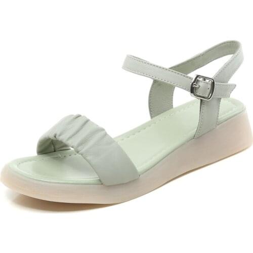Fashion Summer Platform Sandals Women Genuine Leather Soft Cow-muscle Sole Outside Open Toe Beach Sandals Student Casual Shoes