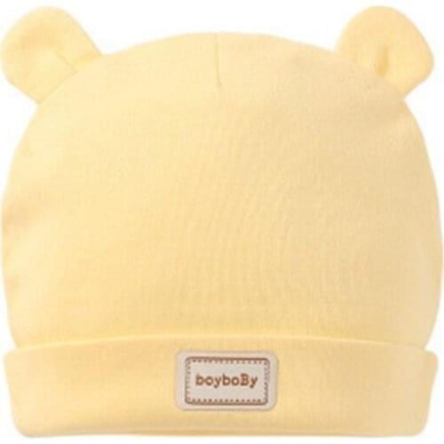 Baby Soft Cotton Tire Hat Newborn Infant Solid Color Warm Cute Cartoon Ears Beanie for Toddler Boys Girls