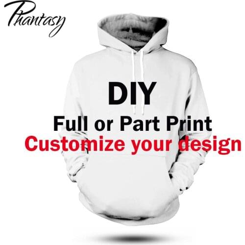 Phantasy Wholesale DIY Customized Logo Hoodies Unisex 3D Sublimation Print Sweatshirt Streetwear Drop Shipping Clothing
