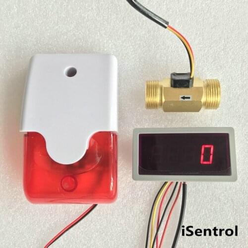 US308MT with USC-HS43TB Brass 2-45L/min flow sensor Flow Meter and Alarmer Flow Rate Display 110dB Pump protection