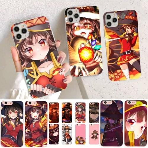 YNDFCNB Anime Konosuba Megumin Phone Case for iPhone 11 12 pro XS MAX 8 7 6 6S Plus X 5S SE 2020 XR cover