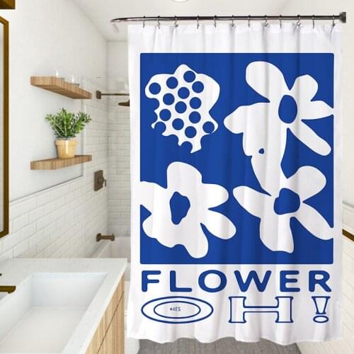 Nordic Art Flower Plant Bathroom Shower Curtain Bath Curtains With Hooks Creative Waterproof Fabric Bathroom Curtain Room Decor