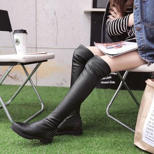 Womens Over The Knee Boots Round Toe Female Shoes Fashion Thigh High Ladies Shoes Thick Bottom Women Botas Spring And Autumn