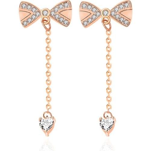 S925 Sterling Silver Bowknot Tassel Earrings Female Spring Niche Design Temperament Simpleo Lng Earrings