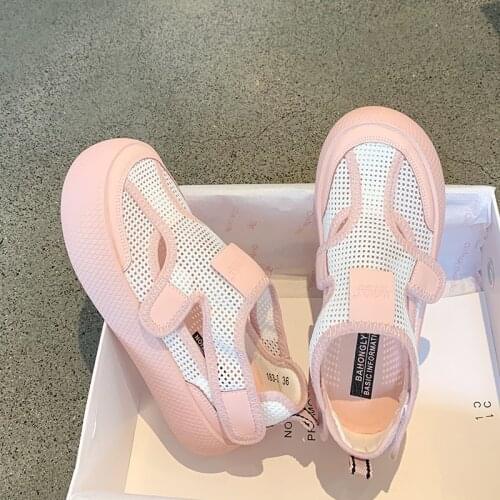 Outdoor Platform Sneakers Pink Shoes Woman 2021 Sneakers Casual Patchwork Wedge Sneakers Women Shoes Ladies Mesh Summer Shoes
