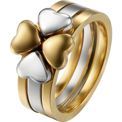 BONISKISS New Fashion Clover Stainless Steel Ring For Women Bague Femme Charm Jewelry For Lady Party Ring Hot Product Bijoux
