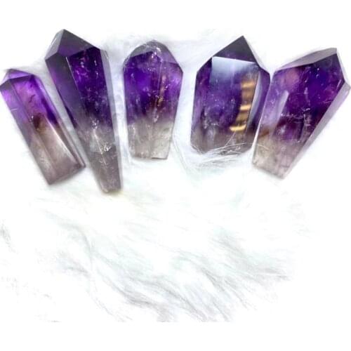 1pc Brazilian Amethyst Purple Crystal Tower Magic Wand Crystal Point Reiki Healing Gemstone Natural mineral Home Decoration